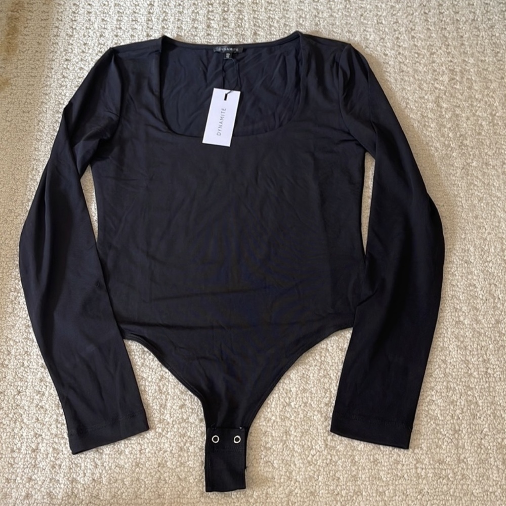 Dynamite NWT Maren Sculpt Long Sleeve Square Neck Bodysuit Size SMALL NEW - Picture 4 of 15